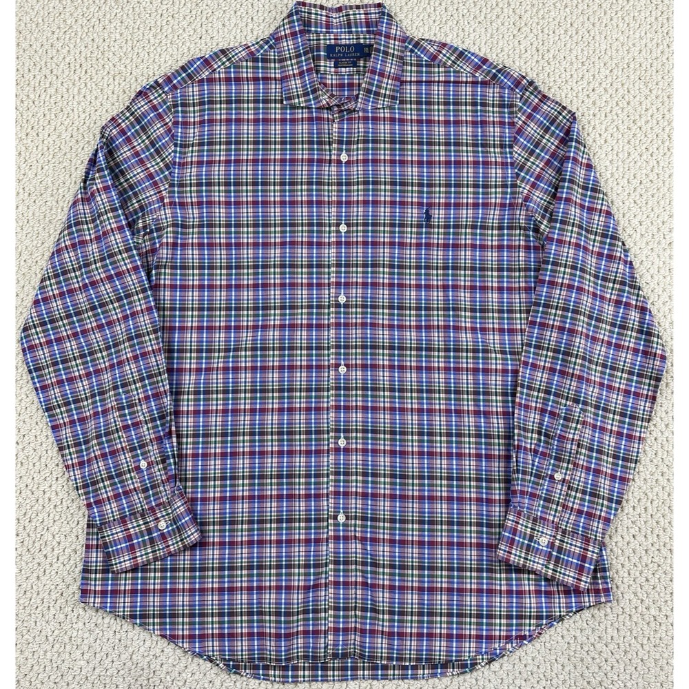 Polo Ralph Lauren Shirt Mens 2XL Multi Plaid Classic Fit Performance Button Up